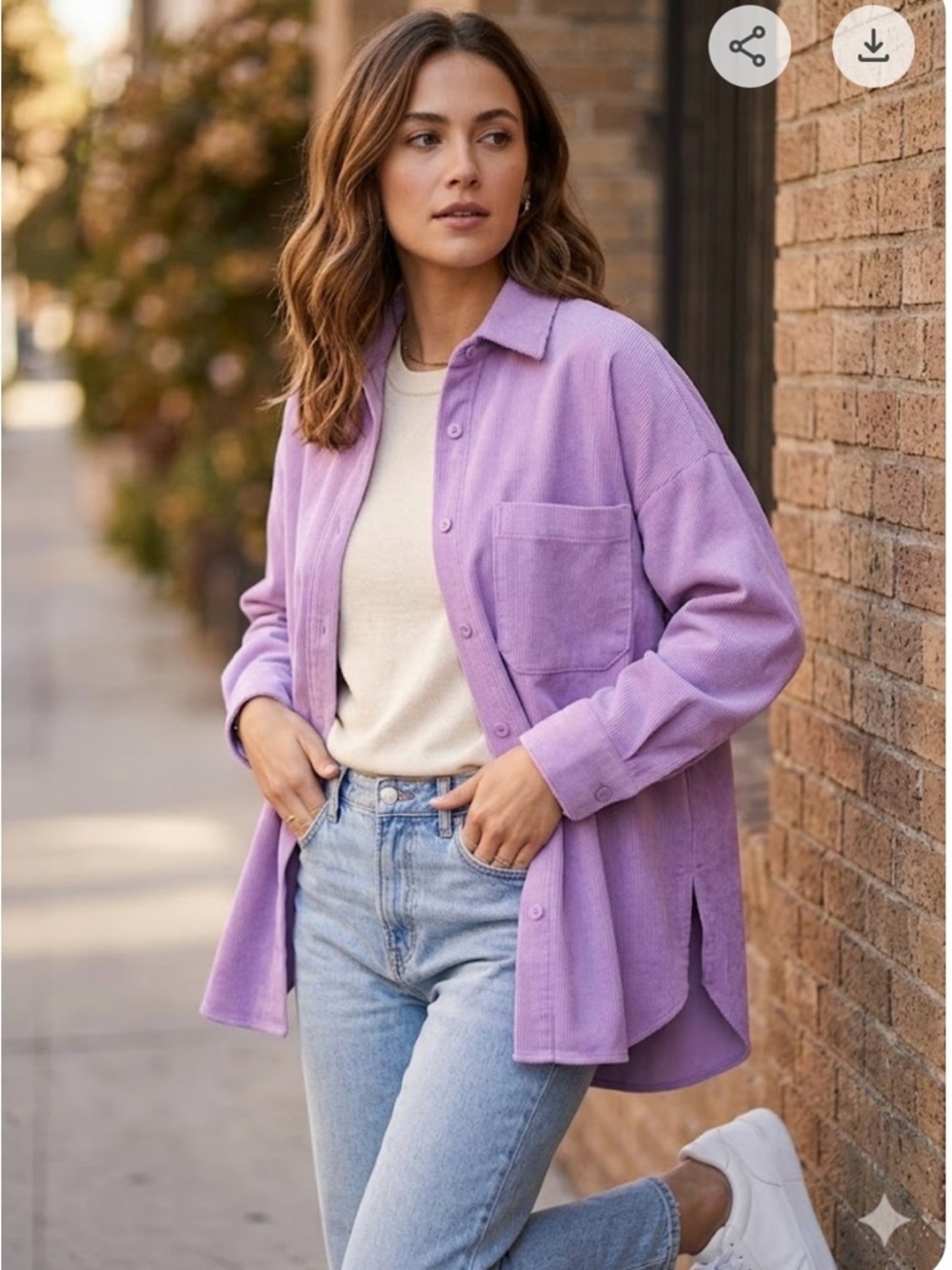 Zara Lilac Corduroy Button-Up Jacket